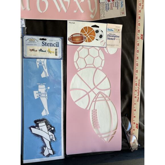 10 STENCILS Variety Birds Fish Sorts Airplanes Letters Hearts New & Used Lot 10 - Picture 3 of 8